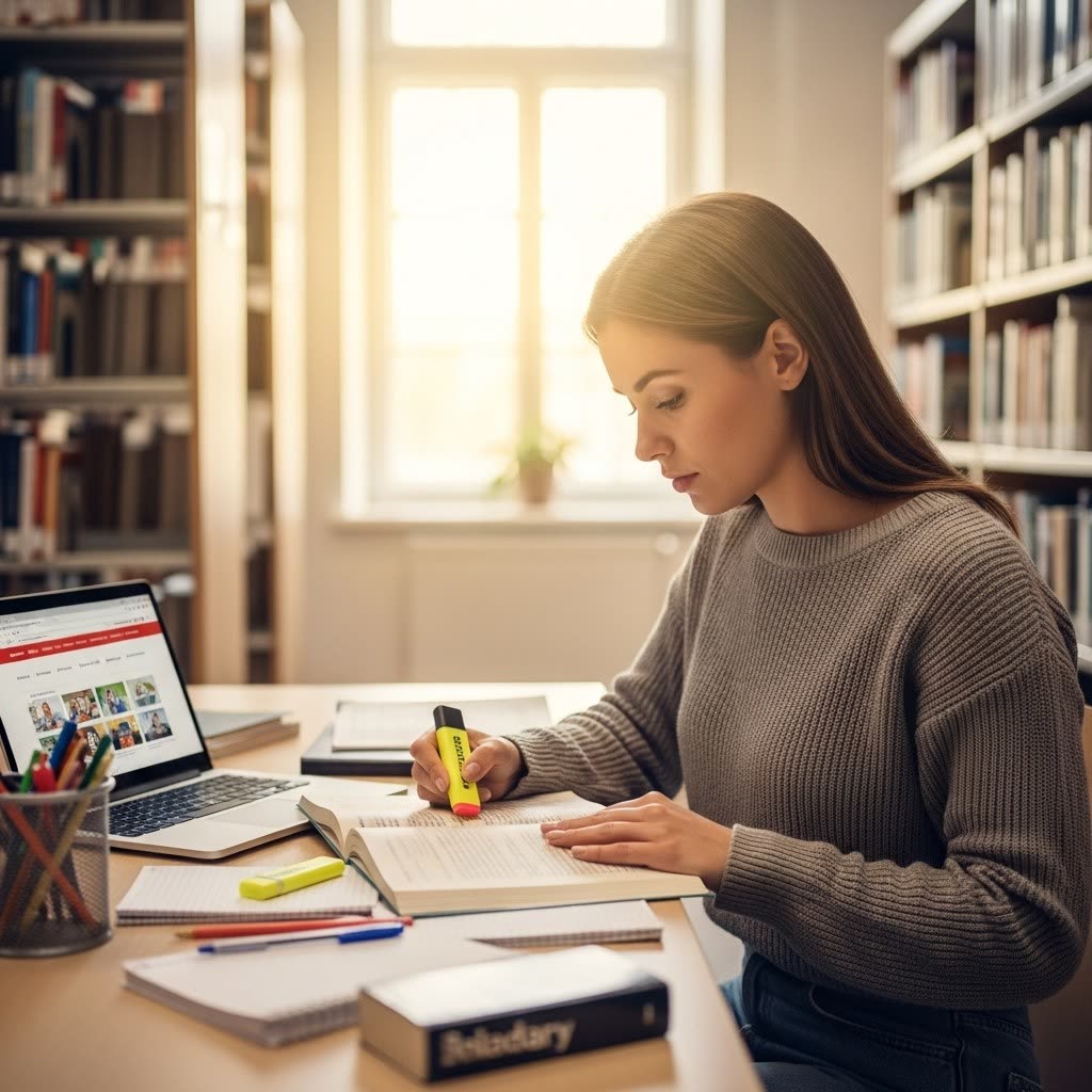 Ambiente iluminado e tranquilo de estudo